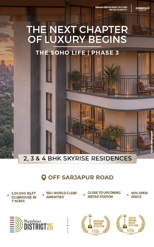 Nambiar District 25 Phase 3 — Skyrise residences off Sarjapur Road.
