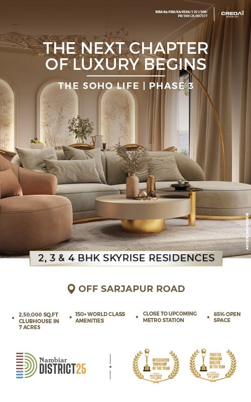 Nambiar District 25 Phase 3 — The SOHO Life. 2, 3 & 4 BHK skyrise residences.