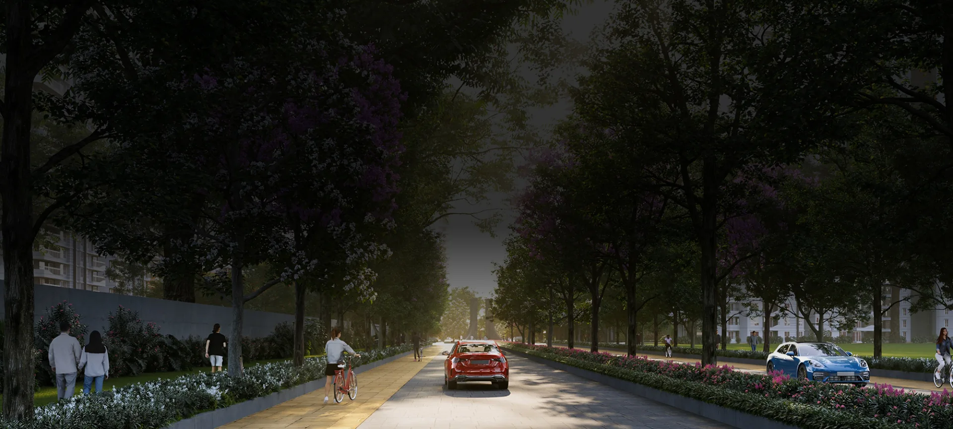 The tree-lined avenues of Nambiar District 25